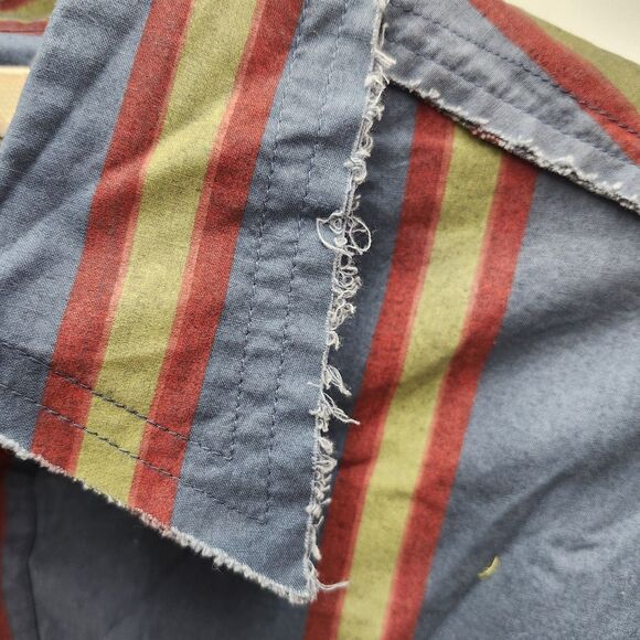 Project Red Outlaws England Shirt Mens XL Blue Striped Distressed Motorcycle - Picture 7 of 14